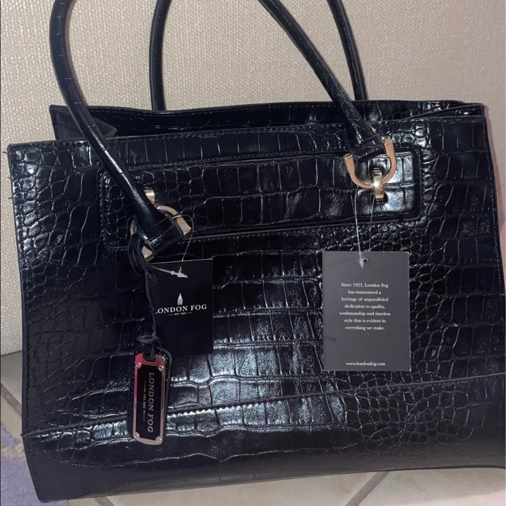 London fog tote black croco